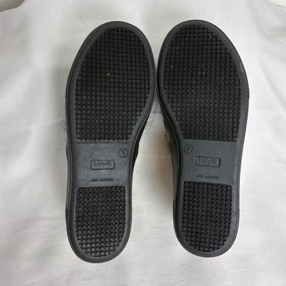 NEW Shiny Gold Celestial Sun & Moon‎ Furry Slip On Shoes Girls Size 5 Statement